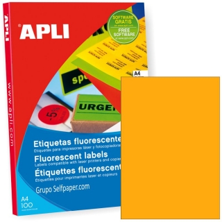 Etiquetas Apli 11748 Naranja fluorescente Din