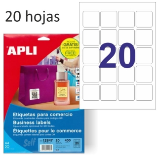 Etiquetas Apli 12847 Cuadradas 45x45mm,