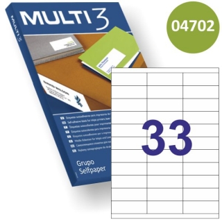 Etiquetas impresora multi3 70x25.4mm 33X corresp.  04702