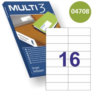 Etiquetas impresora Multi3 105x37mm 16X. corresp.  04708