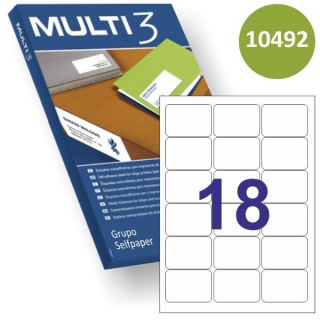 Etiquetas impresora Multi3 63.5x46.6 mm 18x,corr.  10492