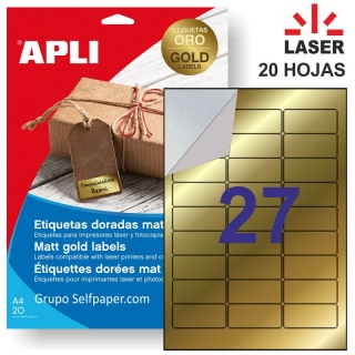 Etiquetas metalizadas oro para impresora lser  Apli 14887