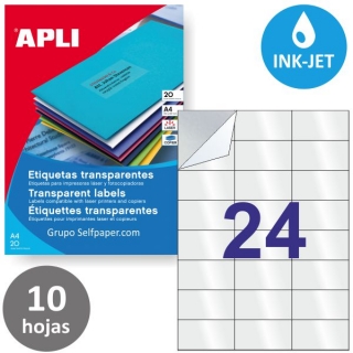 Etiquetas transparentes Apli 10051, 70x37 mm,