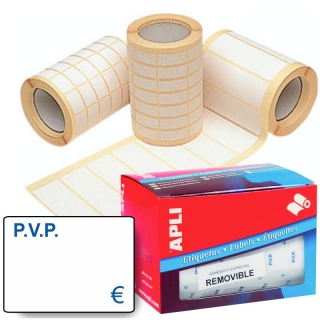 Etiquetas Rollo PVP Euro 16x22 Blanco  Apli 10087