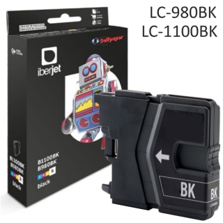 Brother LC980BK LC1100BK Cartucho tinta compatible  Iberjet LC980BKC