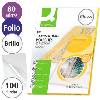 Bolsa plstico plastificar Folio, 325x220 mm  Q-connect KF04755