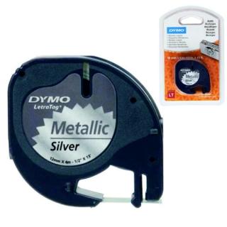 Cinta Dymo Letratag Metalizada Plata 12mmx4mts  S0721730