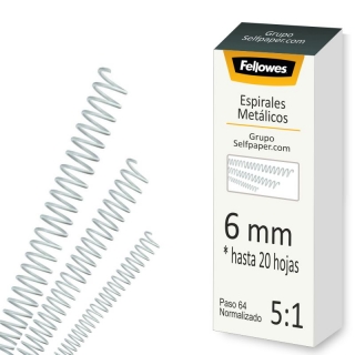 Espirales Metalicos 6mm Blancos, Fellowes