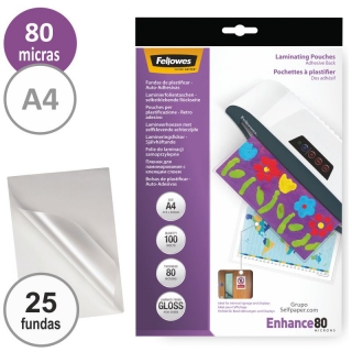 FUNDAS PLASTIFICAR FELLOWES A4 125 MICRAS 100 UDS