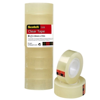 8 rollos de cinta de celo Scotch Cinta Adhesiva Transparente - 19mm x 33m