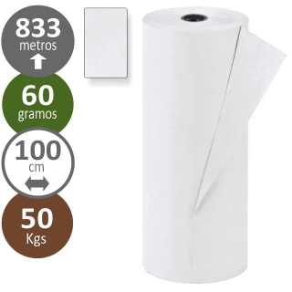 Bobina papel continuo blanco, rollo