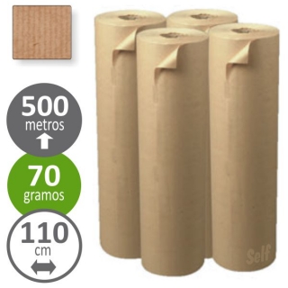 Papel para embalar kraft, rollo 110 cms x 250mts, 25 kgs