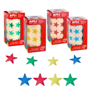 Rollo de gomets de estrellas colores  Apli 12052