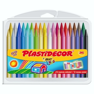 Plastidecor 36 Colores, ceras duras Bic  882337