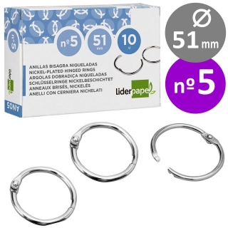 Anillas con bisagra metlicas para encuadernar  Liderpapel AN05