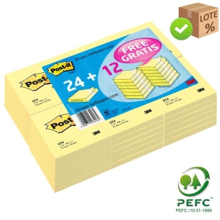 Notas adhesivas Post-It 654, 76x76, Pack  Postit FT510280249