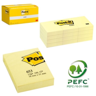 Notas adhesivas Post-it 653, 38x51mm,