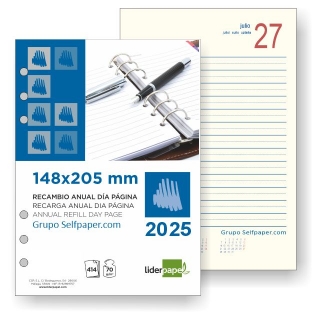 Recambio Agenda 6 anillas Dia pagina  Liderpapel 170537