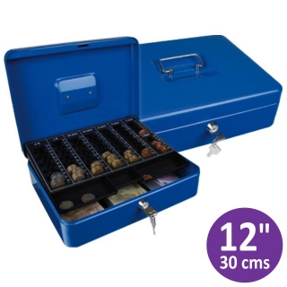 Caja monedas caudales grande azul con  Q-connect KF03327