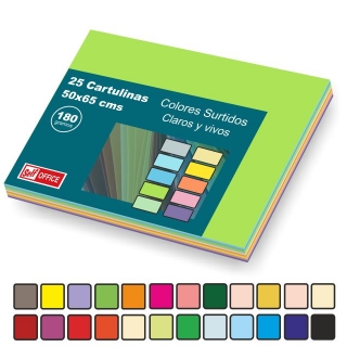 Pack 25 cartulinas grandes 50x65 de  Liderpapel CT59