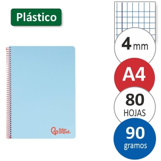 Cuaderno libreta tapa plástico cuadros 4  Liderpapel TH01