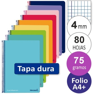 Libreta cuaderno Tapas duras folio cuadros  Liderpapel BF39