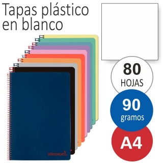 Libreta cuaderno tapas de plstico, hojas  Liderpapel TH66