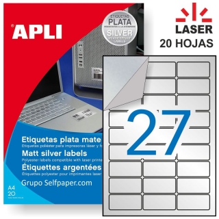 Etiquetas para laser, plata, resistentes frio,  Apli 10070