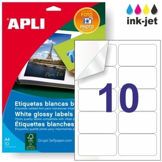 Papel fotográfico 10x15 Apli, Pack 20 hojas brillo glossy