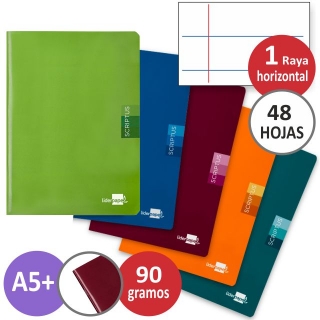 Libreta grapada A5 1 raya horizontal,  Liderpapel LB22