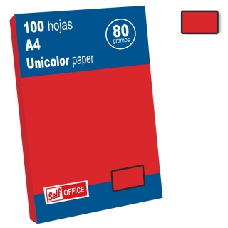 Papel Din A4 color rojo 100  Liderpapel PC58