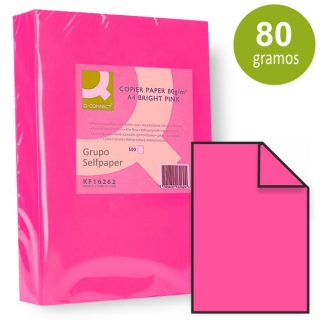 Papel Din A4 fucsia, rosa vivo,  Q-connect KF16262