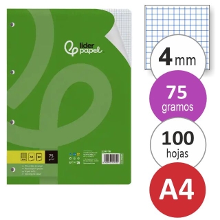 Recambio cuadros 100 hojas cuadriculadas