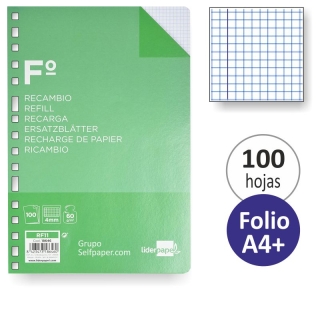 Recambio de papel para carpeta 16,  Liderpapel RF11FOLIO