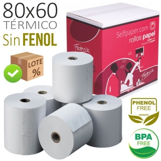 Rollos de papel térmico 80x60x12,