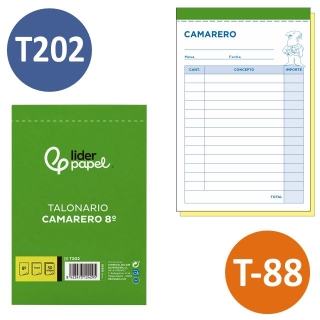 Talonario Camarero T202, original y