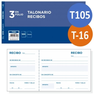 Talonario de recibos T-16, T105 con  Liderpapel