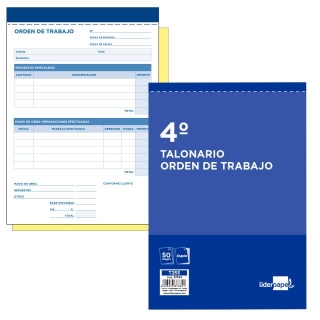 Talonario orden de trabajo cuarto original  Liderpapel T255