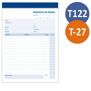 Talonarios propuesta Pedidos T-27, T122