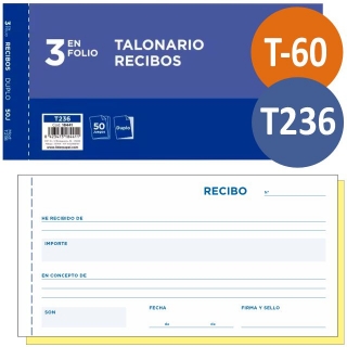 Talonario de recibos T-60, T236, con  Liderpapel