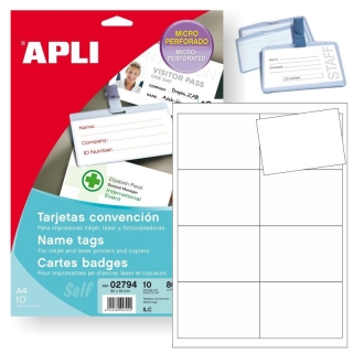 Tarjetas para Distintivos Portanombres Apli