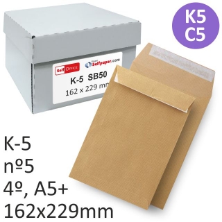 Sobres bolsas n 5 Kraft Din  Liderpapel SB50