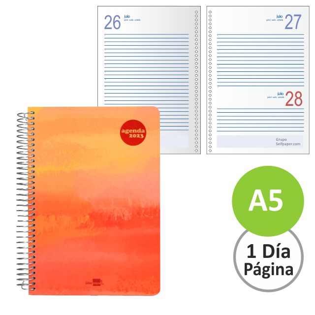 Agenda anillada espiral 2023 Dia por pagina Syros Fuego