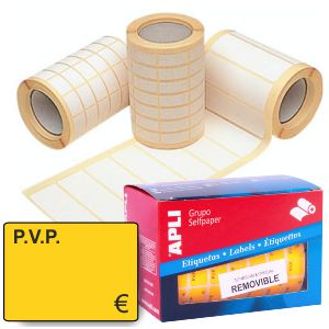 Etiquetas Rollo PVP 16x22 Naranja Removible poner precio