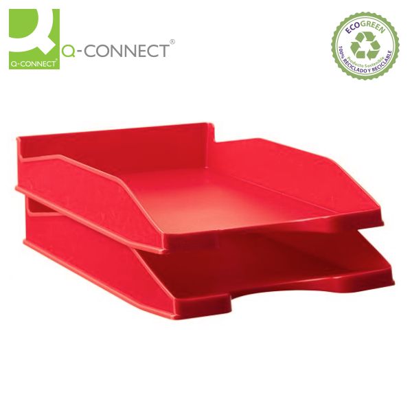 Bandejas plástico apilables color rojo, gavetas de oficina