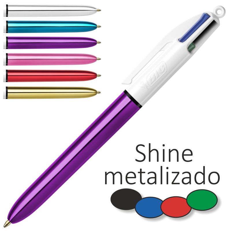 Bic 4 Colores Shine, cuerpo color violeta metalizado