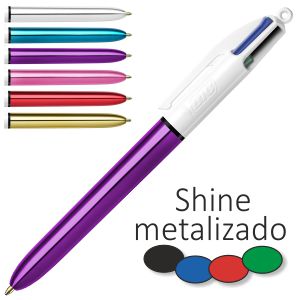 Bic 4 Colores Shine, cuerpo color violeta metalizado