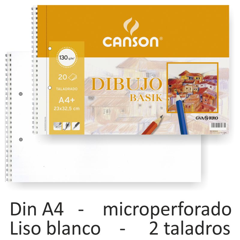Comprar Block Dibujo Canson Basik A4+ Gvarro Liso microp. 2 Taladros