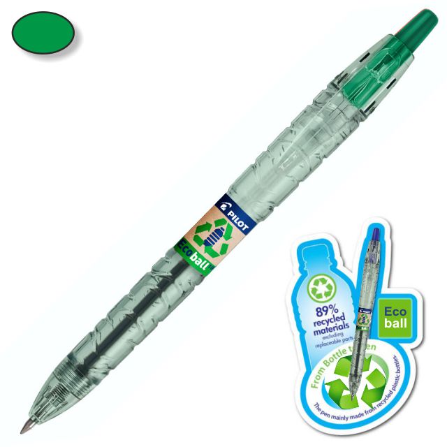 Bolígrafo de plastico reciclado botellas, verde