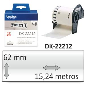 Brother DK-22212 Rollo plastico blanco adhesivo 62mm
